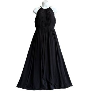 Bill Levkoff Black Pleated Maxi Formal Dress Womens 6 Cocktail Party Whimsy